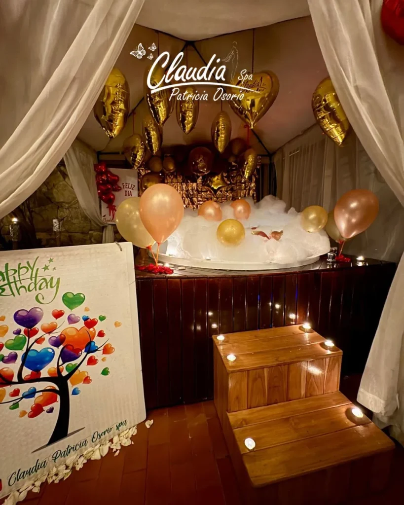 Sala de jacuzzi decorada para una celebración en CPO Spa