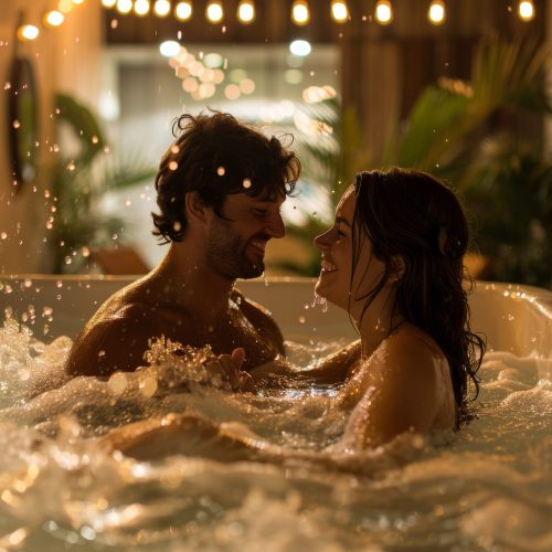 Pareja en el jacuzzi durante el Plan Diamante